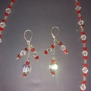 Swarovski Crystal Necklace/Earrings Set - Handmade
